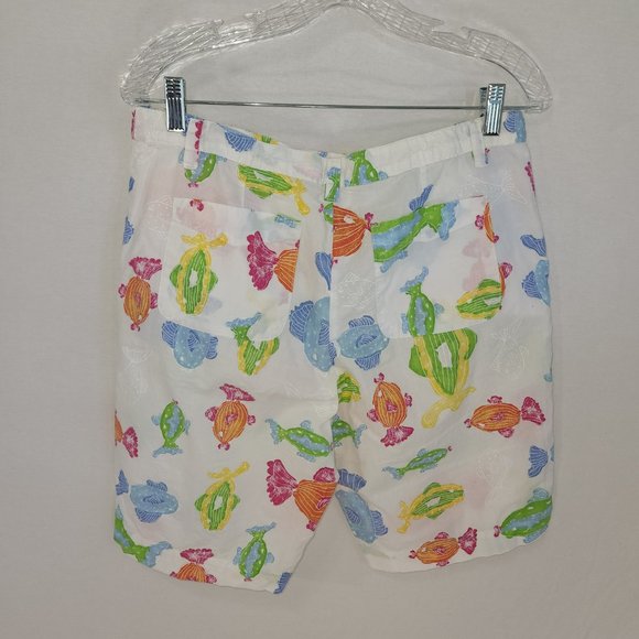 FRESH PRODUCE White Shorts with Colorful Fish Print Hight Rise Size M  LIKE NEW! - Picture 7 of 16